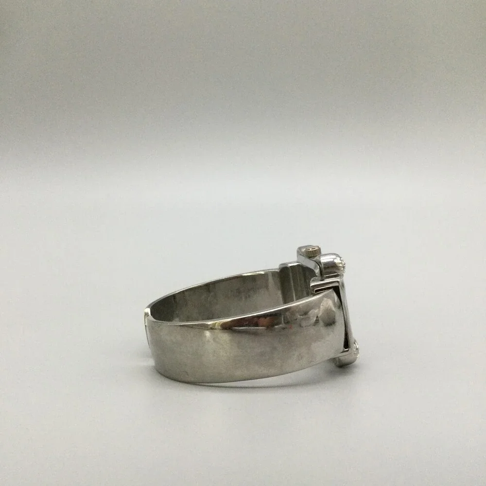 Chico's Womens Watch 30mm Square Silver Tone Open Cuff Rhinestone New Battery